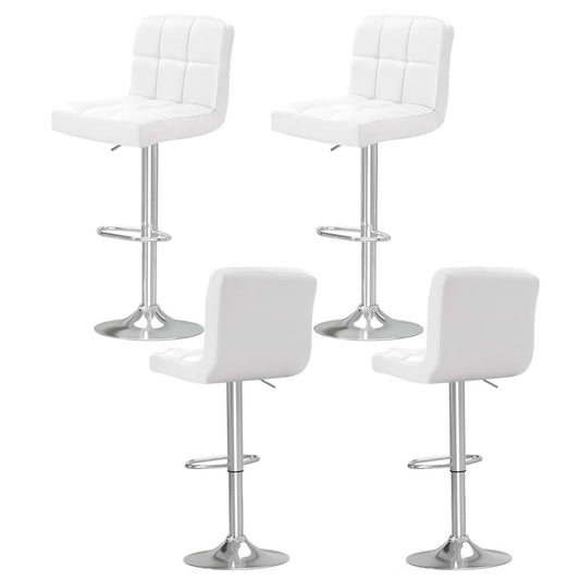 NNEDSZ Artiss 4x Bar Stools Leather Gas Lift White