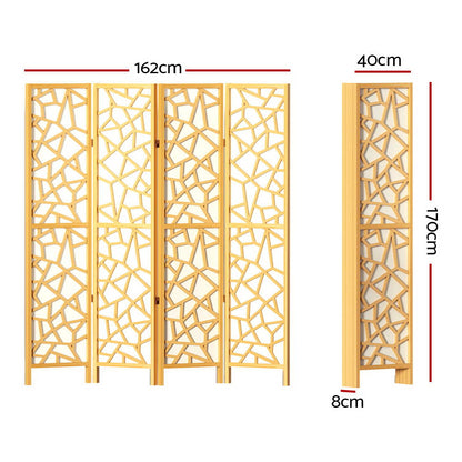 NNEDSZ Artiss 4 Panel Room Divider Screen 162x170cm Clover Natural
