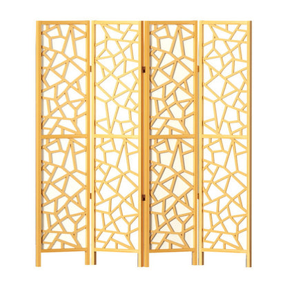 NNEDSZ Artiss 4 Panel Room Divider Screen 162x170cm Clover Natural