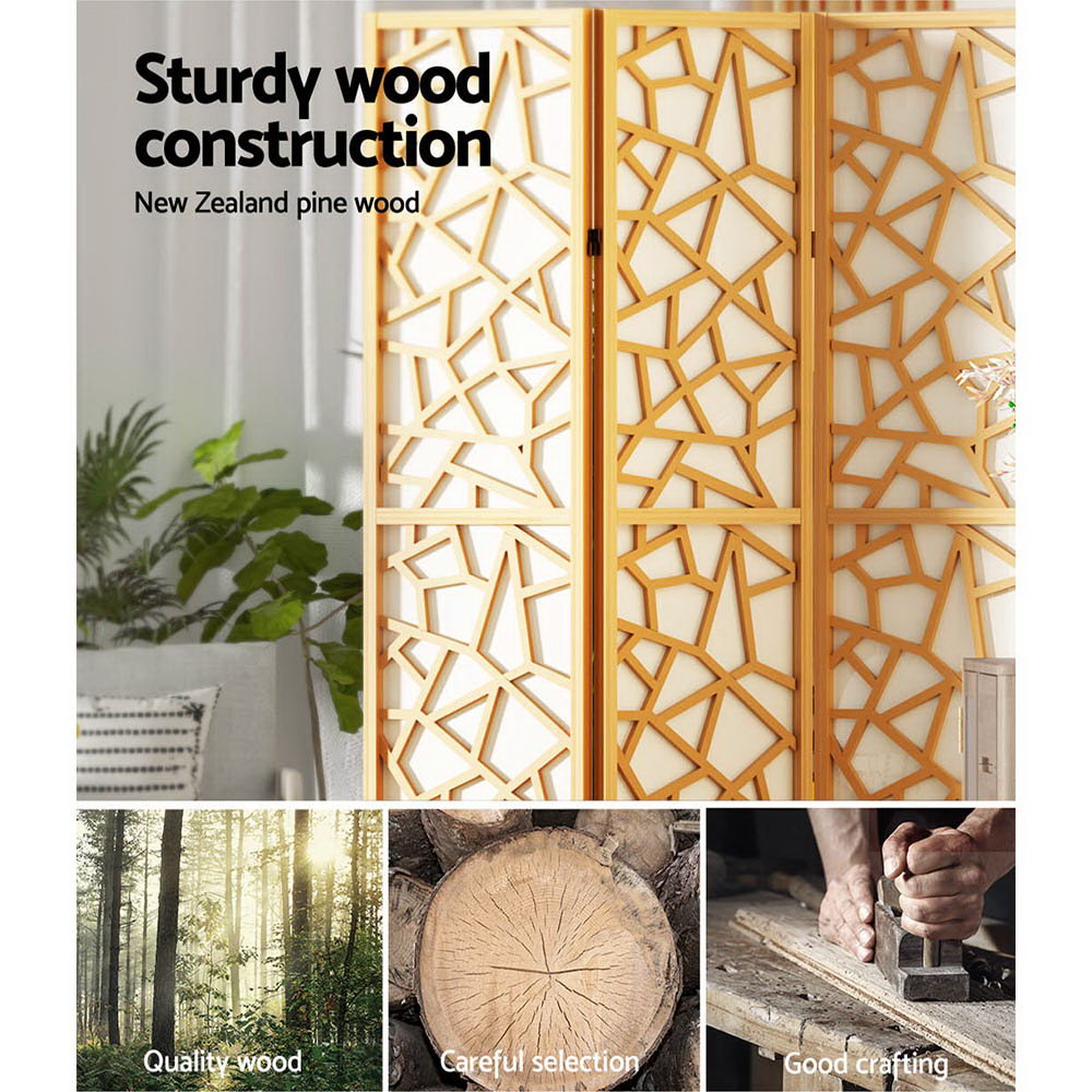 NNEDSZ Artiss 4 Panel Room Divider Screen 162x170cm Clover Natural
