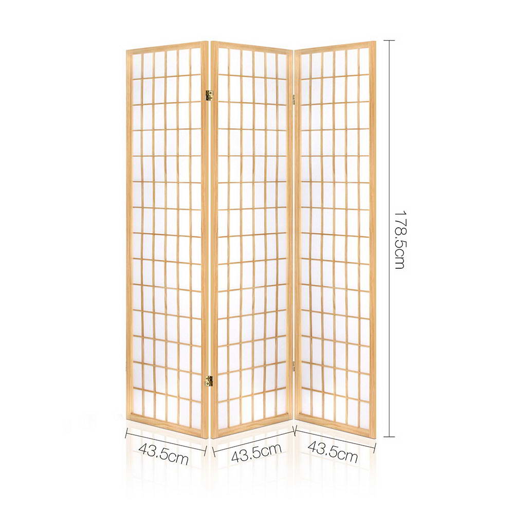 NNEDSZ 3 Panel Wooden Room Divider - Natural